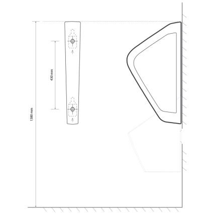 EcoStep 33001 - Pisuāra starpsiena 57,5x36 cm keramika/balta