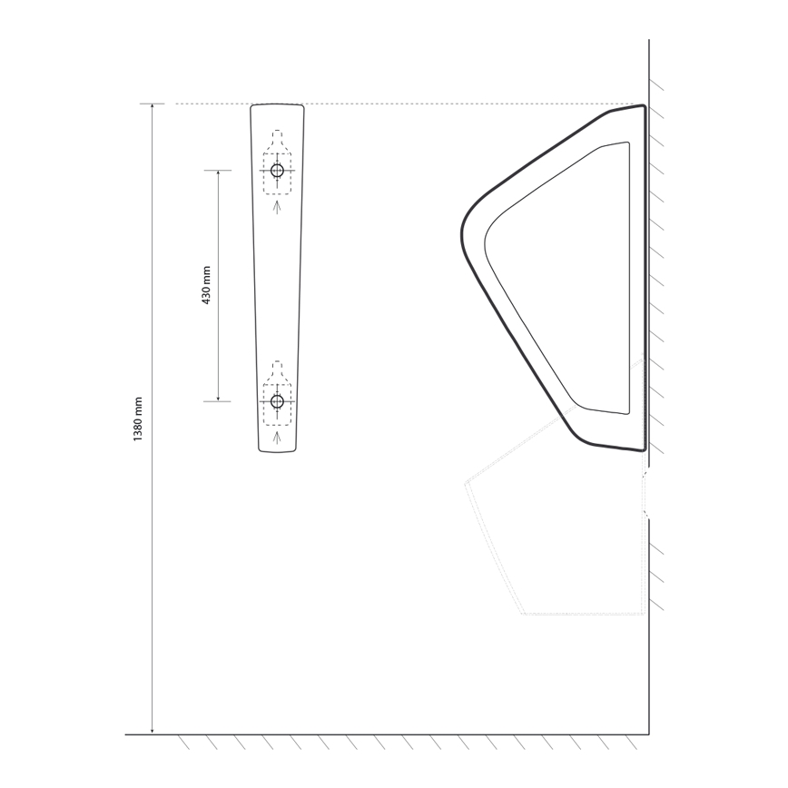 EcoStep 33001 - Pisuāra starpsiena 57,5x36 cm keramika/balta