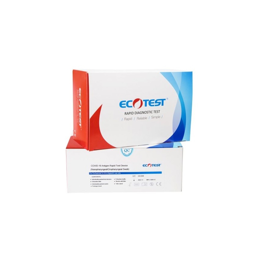 ECOTEST RAPID – COVID-19 Antigēna ātrais tests, iepakojumā 20gab