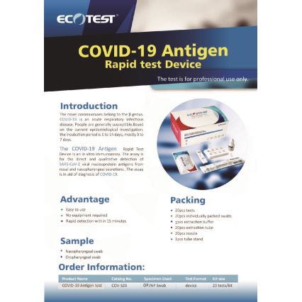 ECOTEST RAPID – COVID-19 Antigēna ātrais tests, iepakojumā 20gab