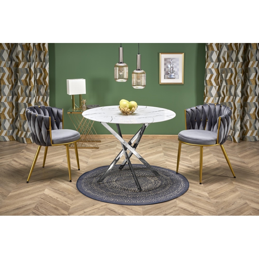 Ēdamgalds ESTEN 100 cm balts/sudraba