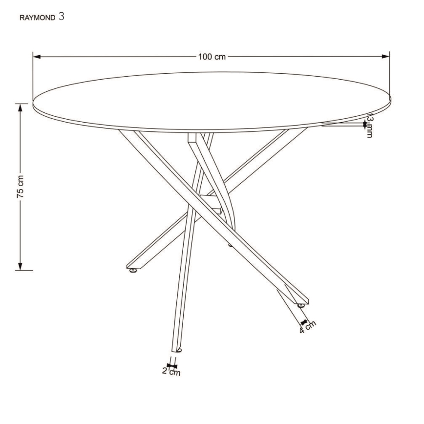 Ēdamgalds ESTEN 100 cm balts/sudraba