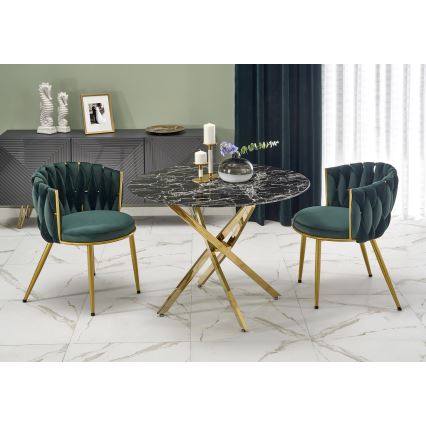 Ēdamgalds ESTEN 100 cm melns/zelts