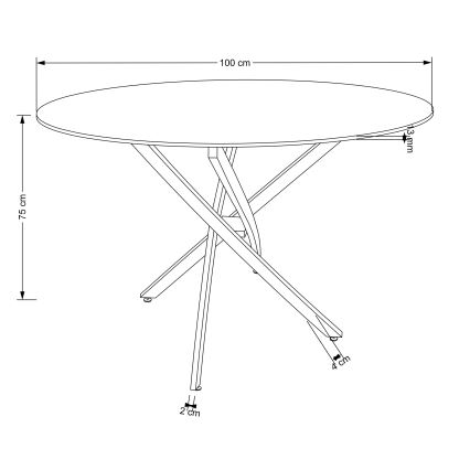 Ēdamgalds ESTEN 100 cm melns/zelts