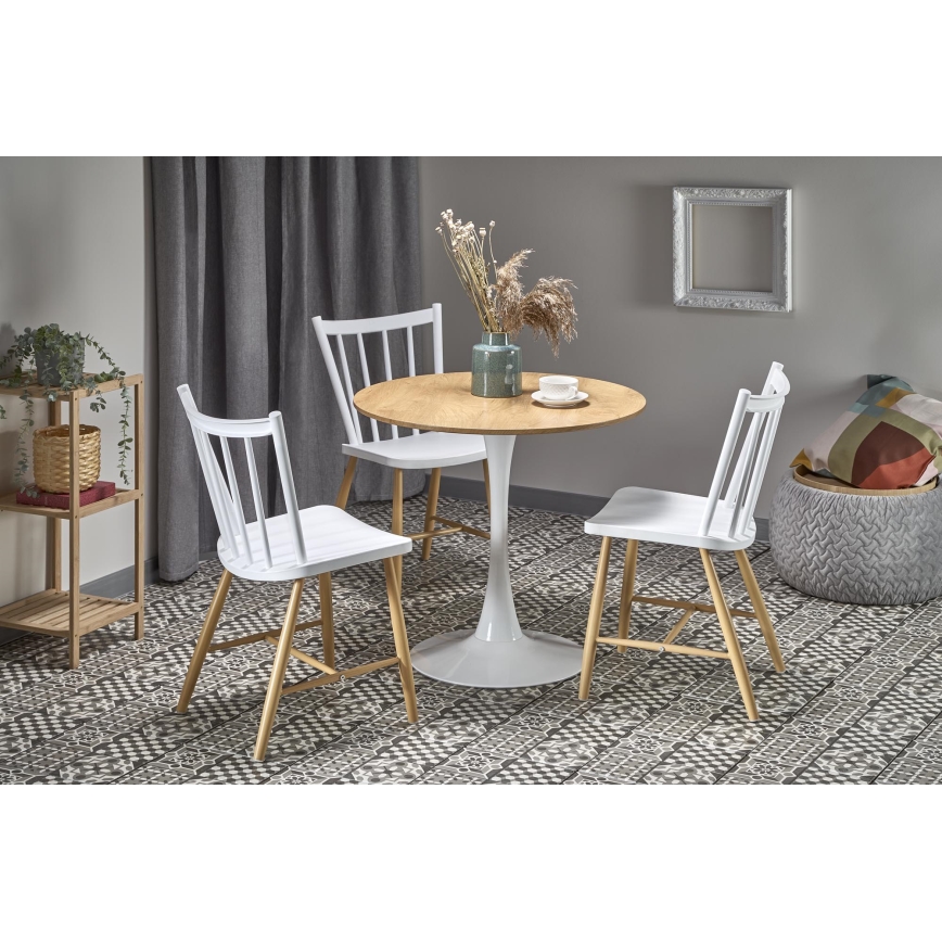 Ēdamgalds LUGI Ø 80 cm brūns/balts