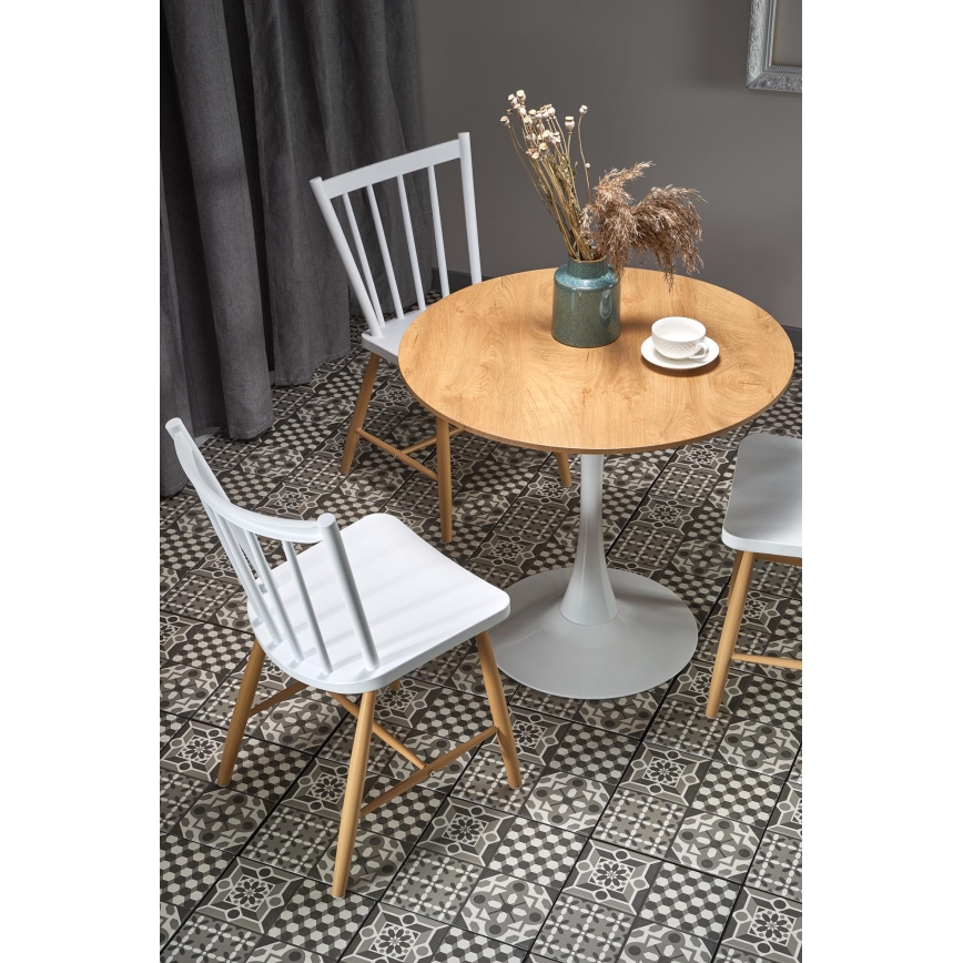 Ēdamgalds LUGI Ø 80 cm brūns/balts
