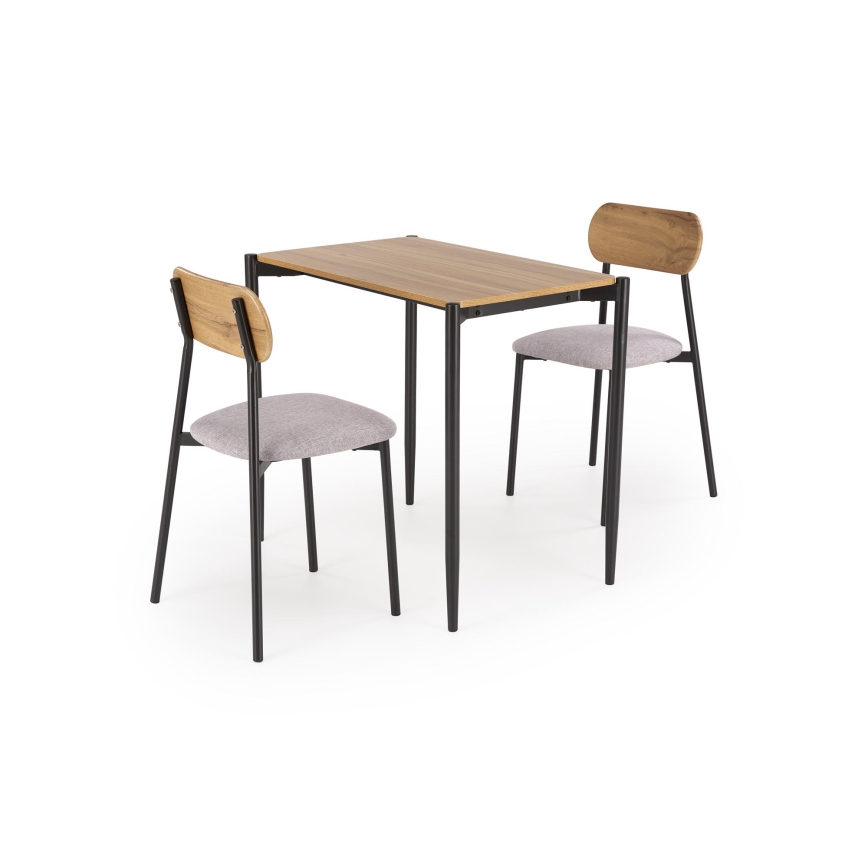 Ēdamistabas komplekts NANDO 84x54 cm pelēks/brūns/melns