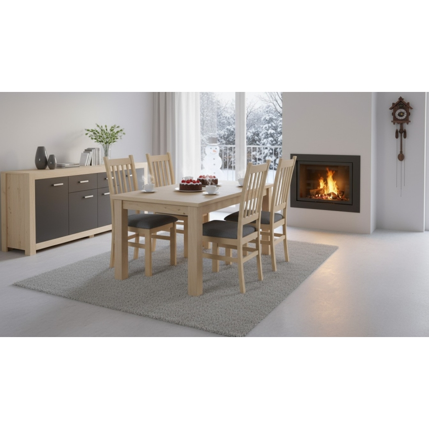 Ēdamistabas krēsls SIMON buk/tumši pelēks