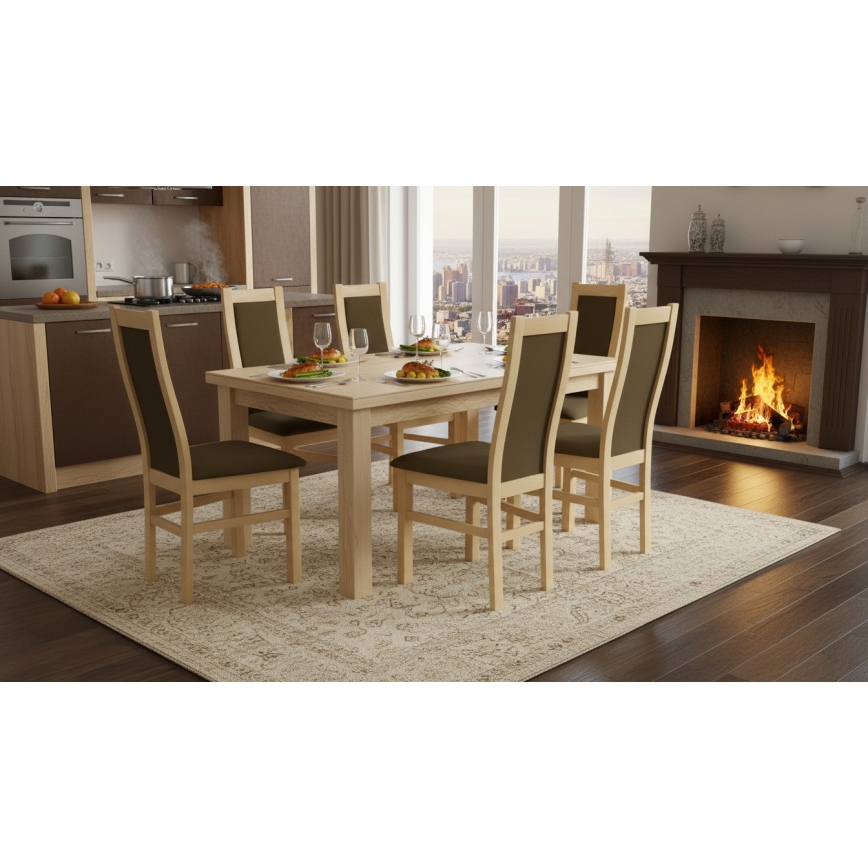 Ēdamistabas krēsls ZOE ozols/tumši brūns