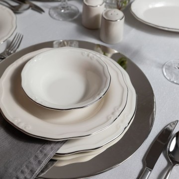 Ēdamistabas servīze, 53 gab., balta/sudraba/porcelāns