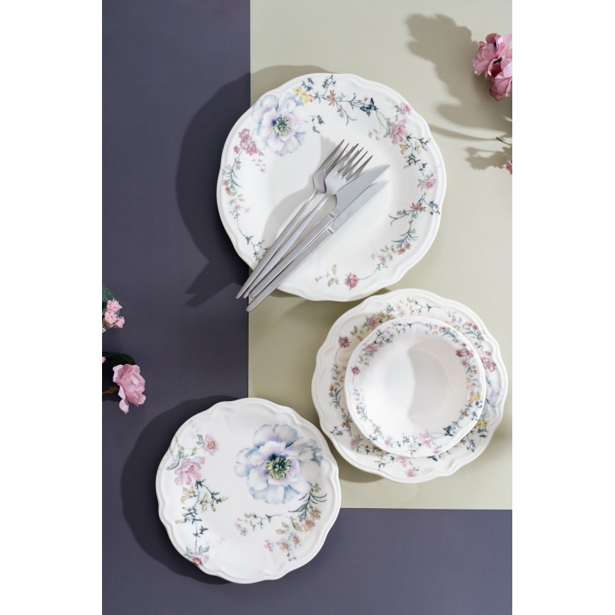 Ēdiena servīze 24 gab daudzkrāsaina/porcelāns
