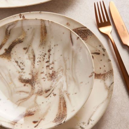 Ēdiena servīze 26 gab. bēšs/brūns/porcelāns