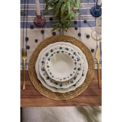 Ēdienu komplekts 24 gab. balta/zila/porcelāns