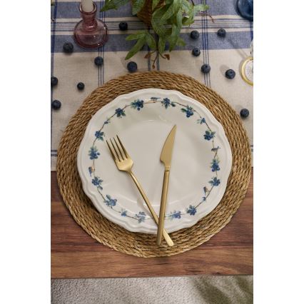 Ēdienu komplekts 24 gab. balta/zila/porcelāns