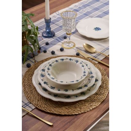 Ēdienu komplekts 24 gab. balta/zila/porcelāns