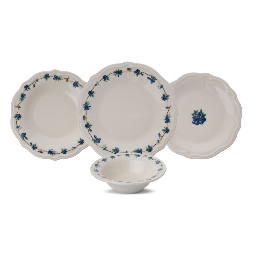 Ēdienu komplekts 24 gab. balta/zila/porcelāns