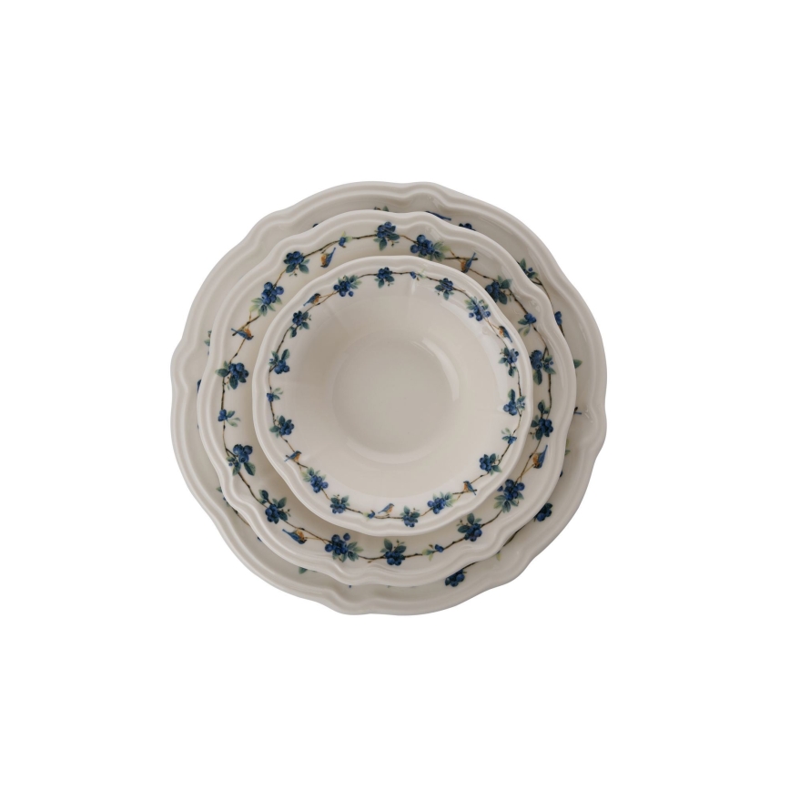 Ēdienu komplekts 24 gab. balta/zila/porcelāns