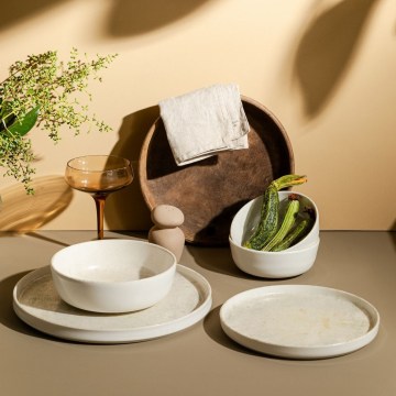 Ēdienu komplekts 24 gab. bēšs/porcelāns