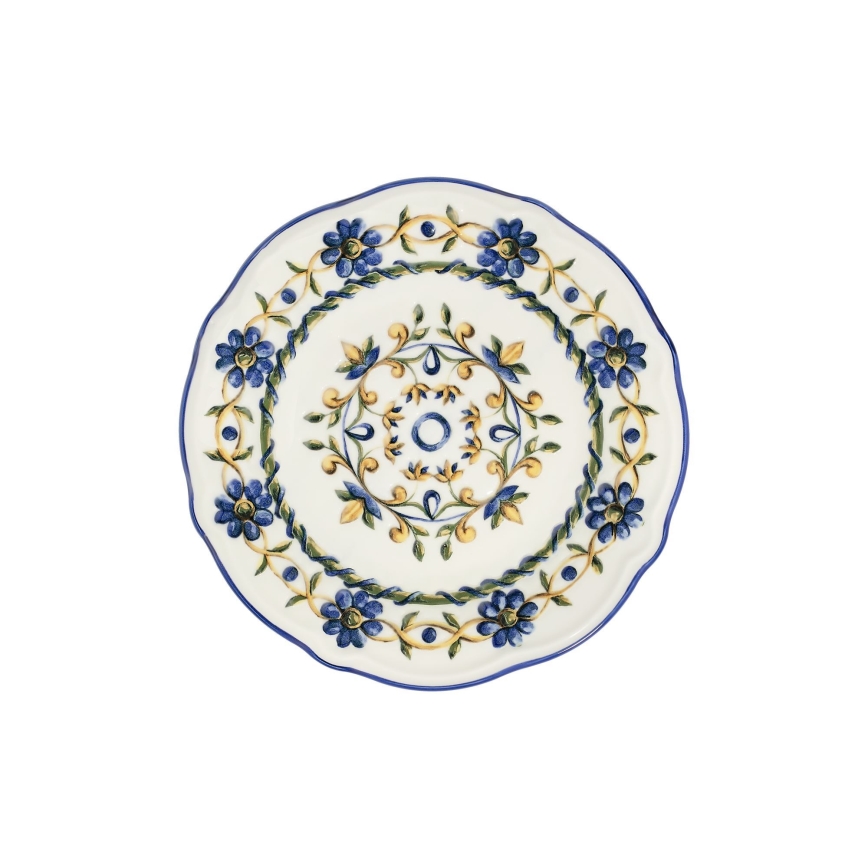 Ēdienu servīze 24 gab. balta/zila/dzeltena/porcelāns