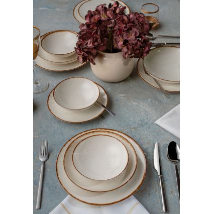 Ēdienu servīze, 24 gab., bēša/brūna, porcelāns