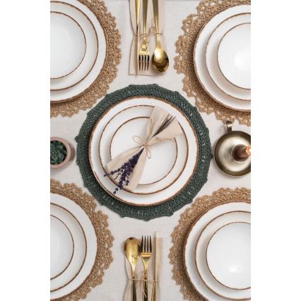 Ēdienu servīze, 24 gab., bēša/brūna, porcelāns