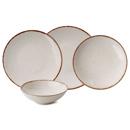 Ēdienu servīze, 24 gab., bēša/brūna, porcelāns