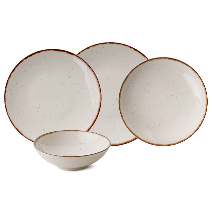 Ēdienu servīze, 24 gab., bēša/brūna, porcelāns