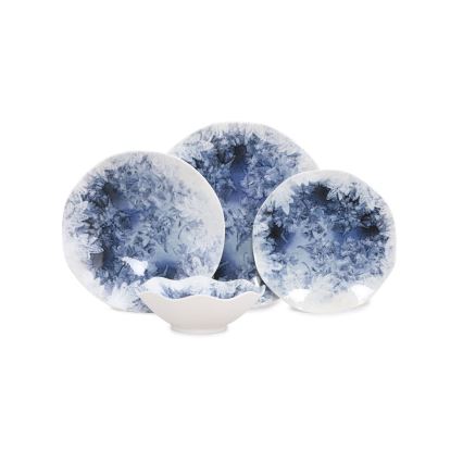 Ēdienu servīze 24 gab. zila/porcelāns