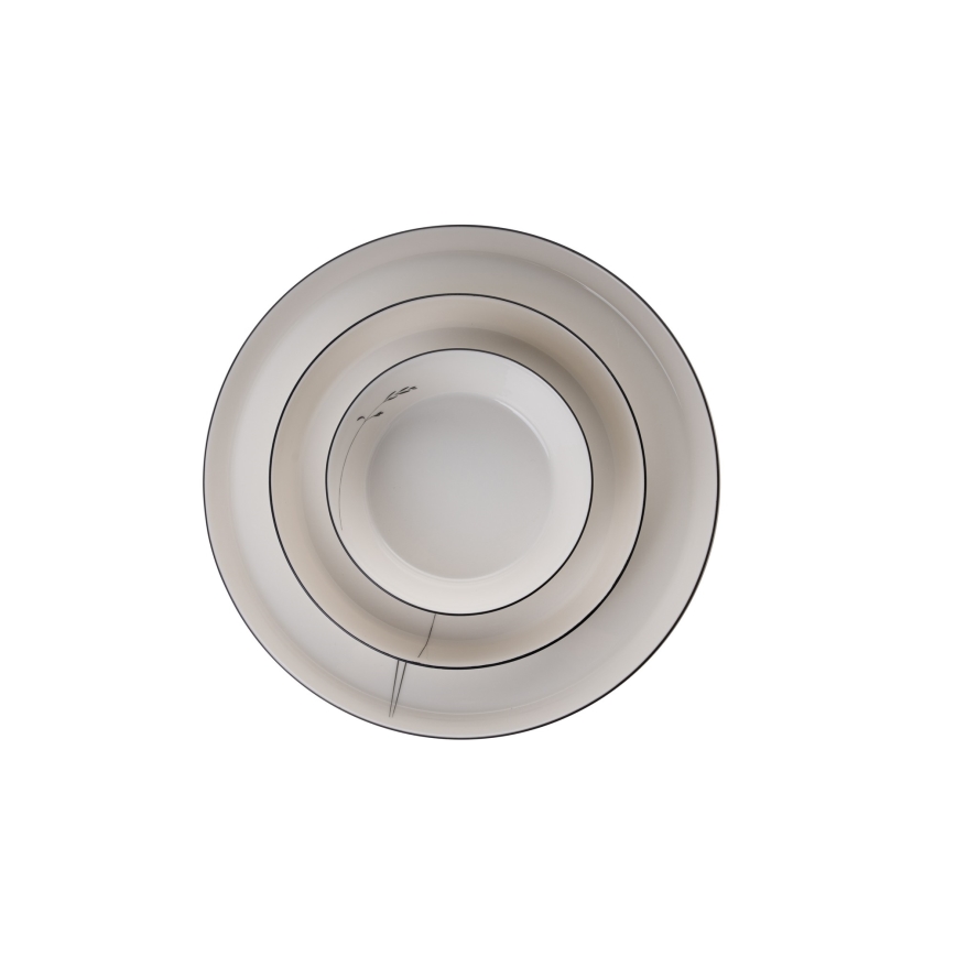 Ēdienu servīze 27 gab. balta/melna/porcelāns