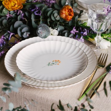 Ēdienu servīze 27 gab. balta/zelta/porcelāns