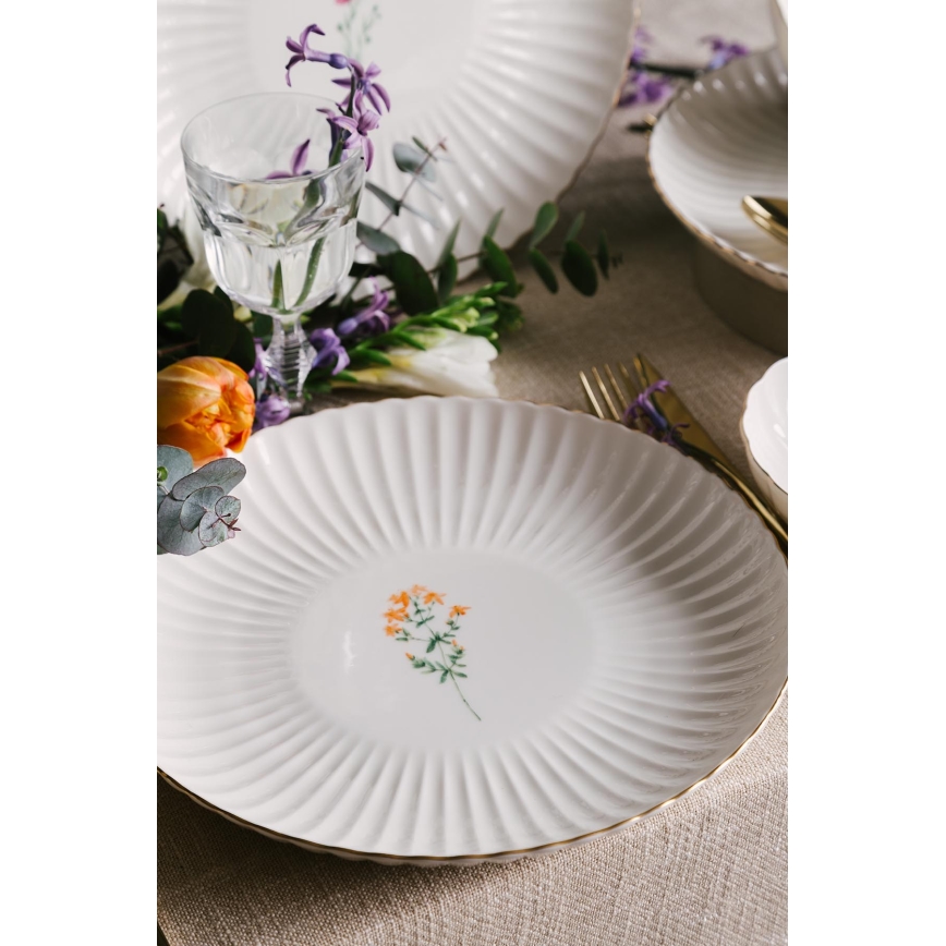 Ēdienu servīze 27 gab. balta/zelta/porcelāns