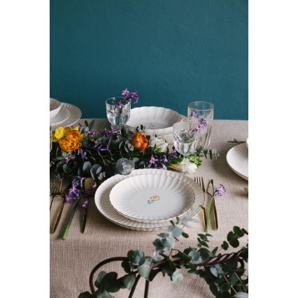 Ēdienu servīze 27 gab. balta/zelta/porcelāns