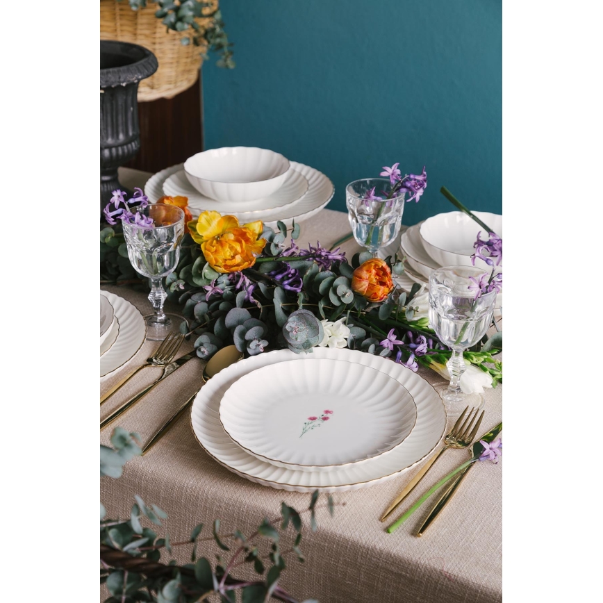 Ēdienu servīze 27 gab. balta/zelta/porcelāns