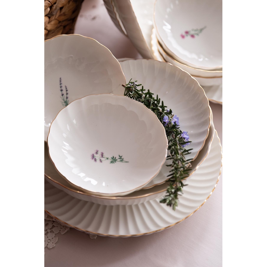 Ēdienu servīze 27 gab. balta/zelta/porcelāns