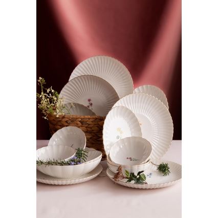 Ēdienu servīze 27 gab. balta/zelta/porcelāns