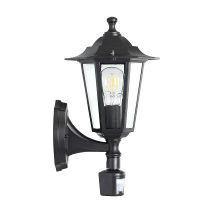 EGLO -  Āra sienas lampa ar sensoru 1xE27/60W melna