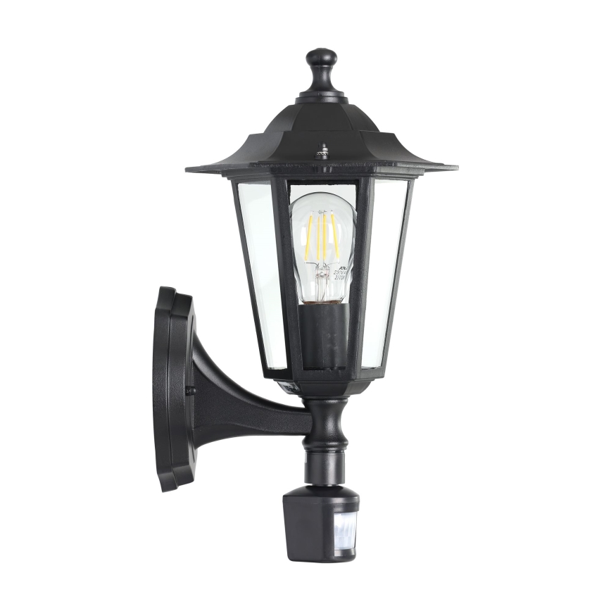 EGLO -  Āra sienas lampa ar sensoru 1xE27/60W melna