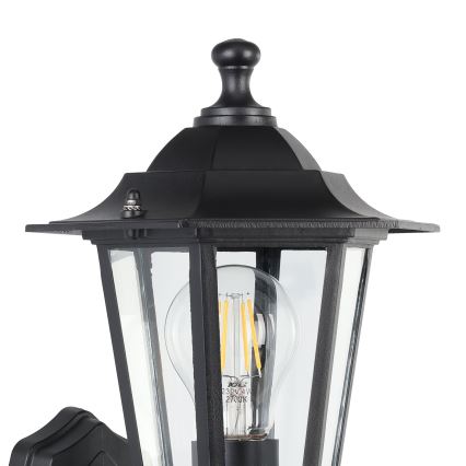 EGLO -  Āra sienas lampa ar sensoru 1xE27/60W melna