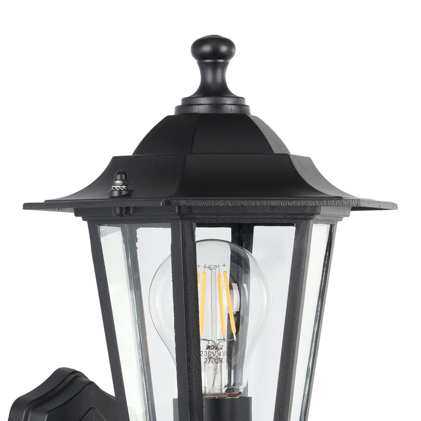EGLO -  Āra sienas lampa ar sensoru 1xE27/60W melna