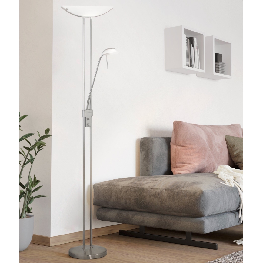 Eglo 25869 - Aptumšojama grīdas stāvlampa BAYA 1xR7s/230W/230V + 1xG9/33W matēts hroms