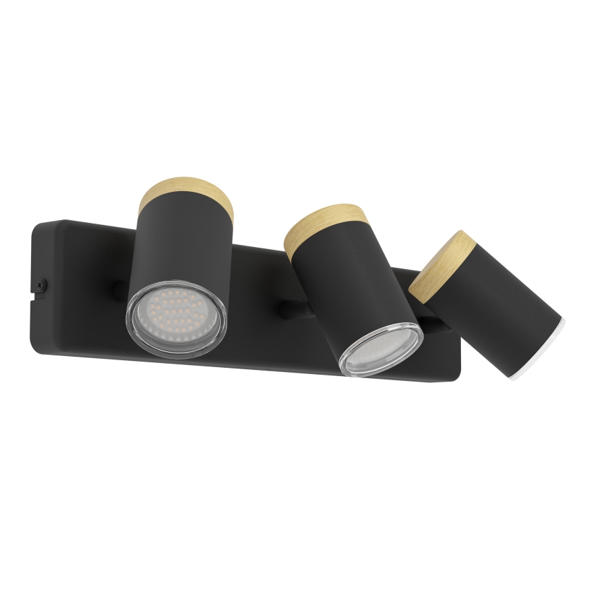 Eglo - Vannas istabas virziena gaismeklis 3xGU10/3W/230V IP44 melna/bēša