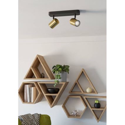 Eglo - Vannas istabas virziena gaismeklis 2xGU10/5W/230V IP44 melns/zelts