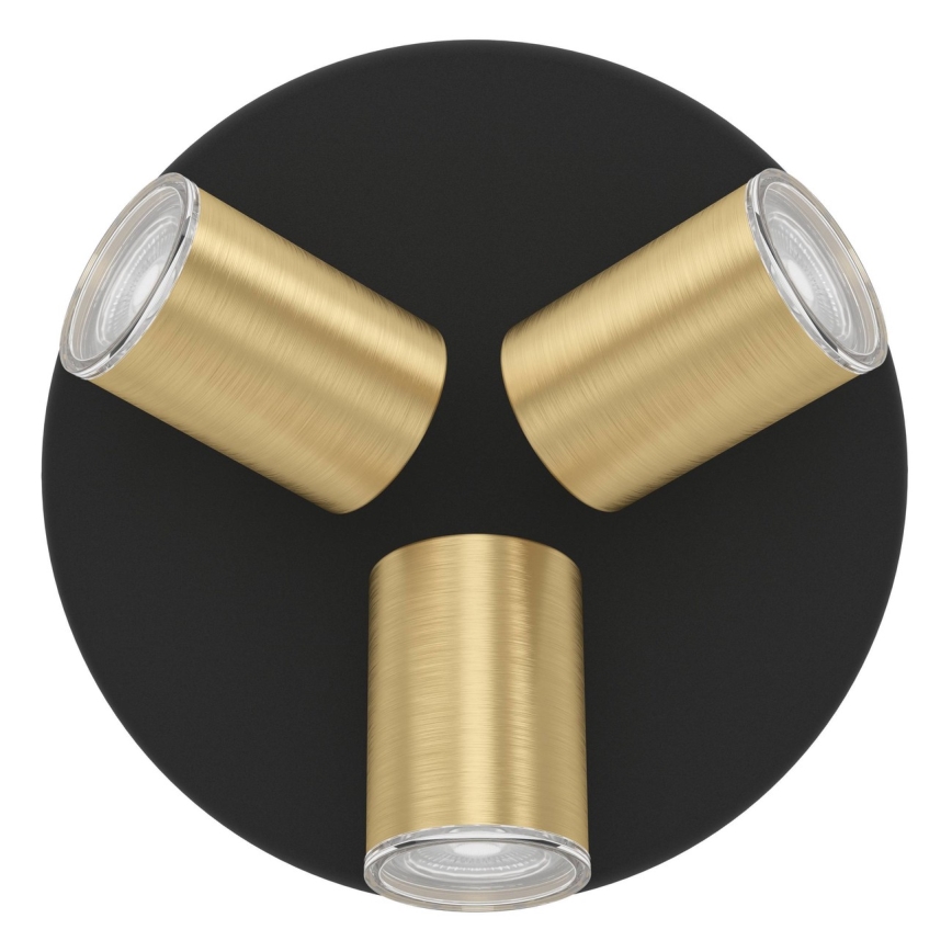 Eglo - Vannas istabas virziena gaismeklis 3xGU10/5W/230V IP44 melns/zeltains