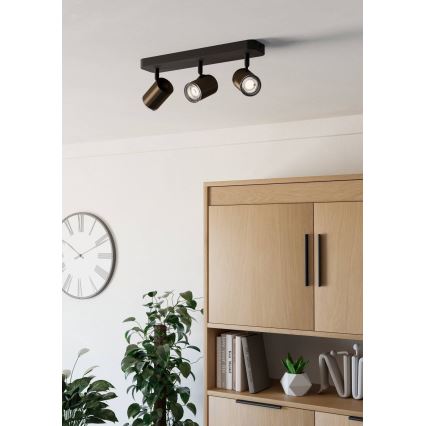 Eglo - Vannas istabas virziena gaismeklis 3xGU10/5W/230V IP44 melns/brūns