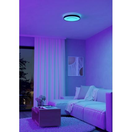 Eglo 300688 - LED RGBW dimmējama griestu lampa MONTERIGGIONI-Z LED/18,5W/230V 2700-6500K Ø 38,4 cm melna + ar tālvadības pulti