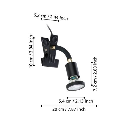 Eglo - LED lampa ar skavu 1xGU10/4,5W/230V melna