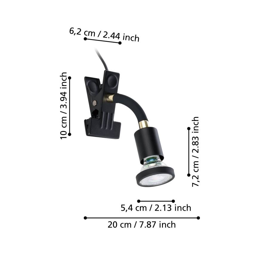 Eglo - LED lampa ar skavu 1xGU10/4,5W/230V melna