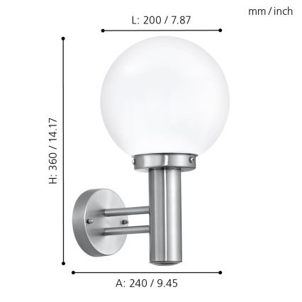 Eglo - Āra lampa E27/60W/230V IP44