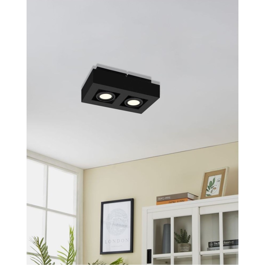 Eglo 31063 - LED spot gaismeklis MENDOZA 2xLED/4,7W/230V 3000K melns