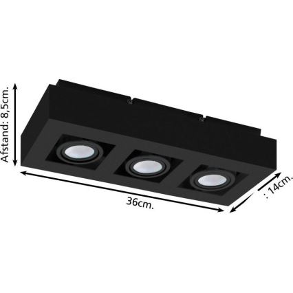 Eglo 31064 - LED virziena gaismeklis MENDOZA 3xLED/4,7W/230V 3000K melns